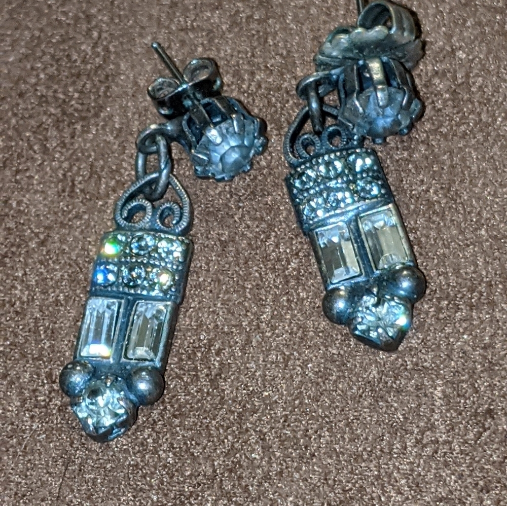 Gorgeous Early  Vintage Designer Mary Demarco Art Deco Dangle Earrings